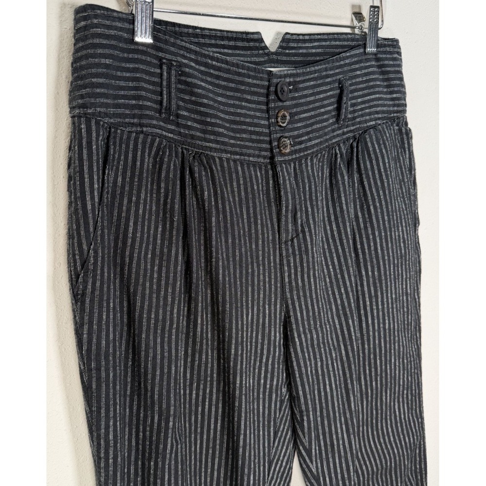 Sundance Trouser Pant Women's Sz 8 Amelia Linen Blend Black Stripe Boho Chic - Picture 5 of 8